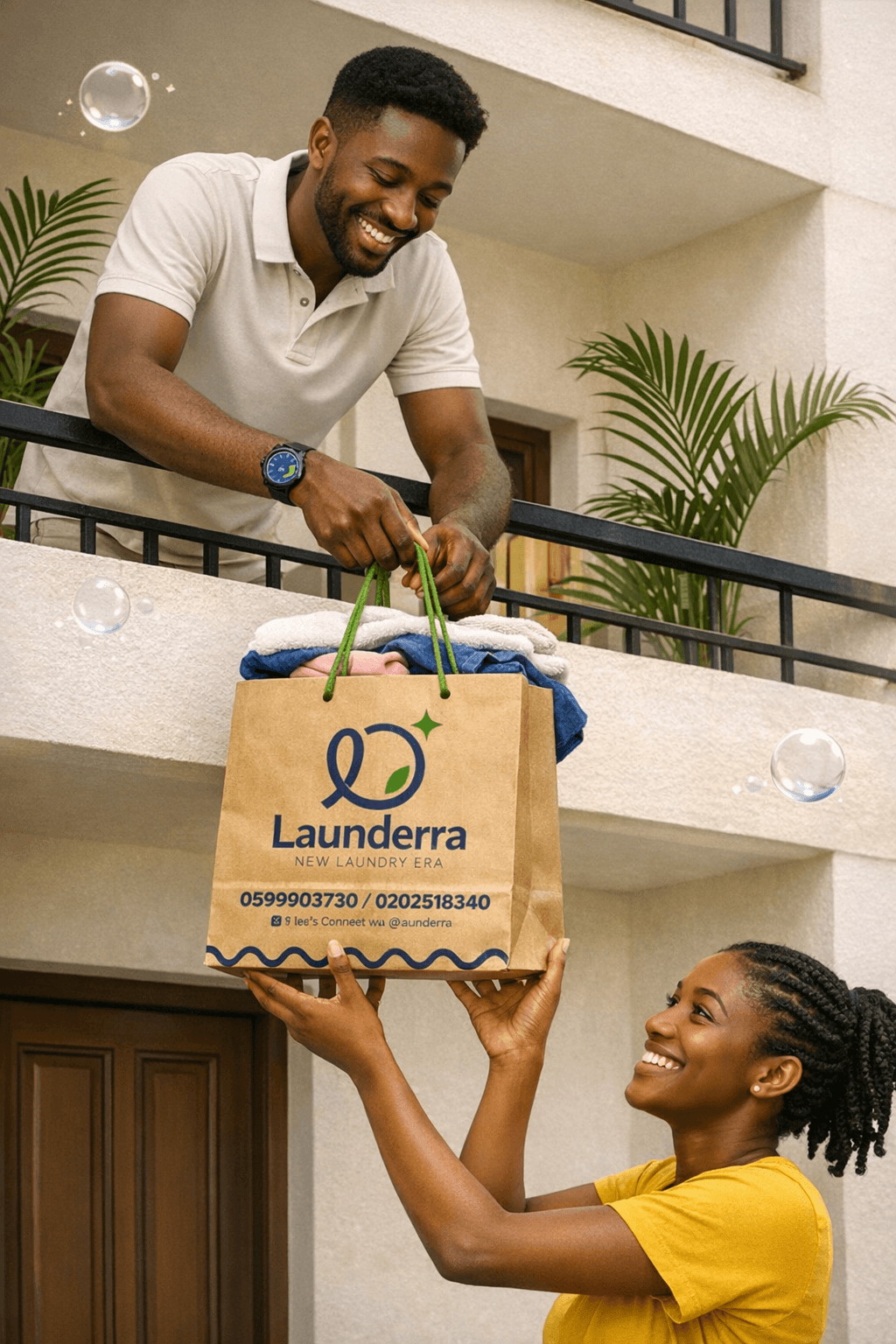 Launderra laundry delivery to a happy customer